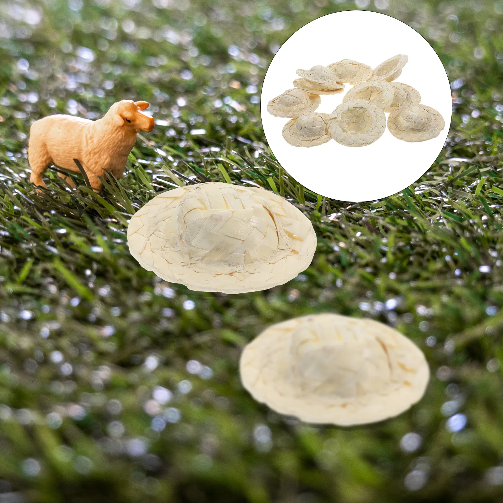 

10 шт. мини-соломенные шляпы изысканный крошечный дом поделки тканый орнамент миниатюрная шляпа DIY реквизит сельские аксессуары