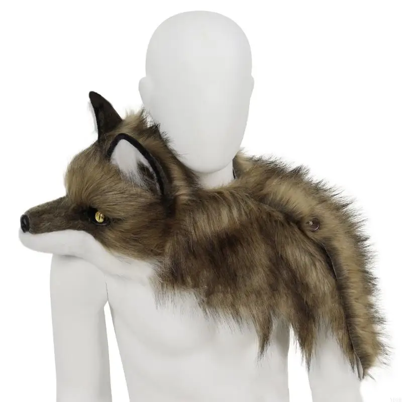 

Foxes Shaped Faux Furs Collar Scarf Wrap Winter Warm Stole Shawl Shrug Neck Warmer Cosplay Halloween Costume Accessory Y08E