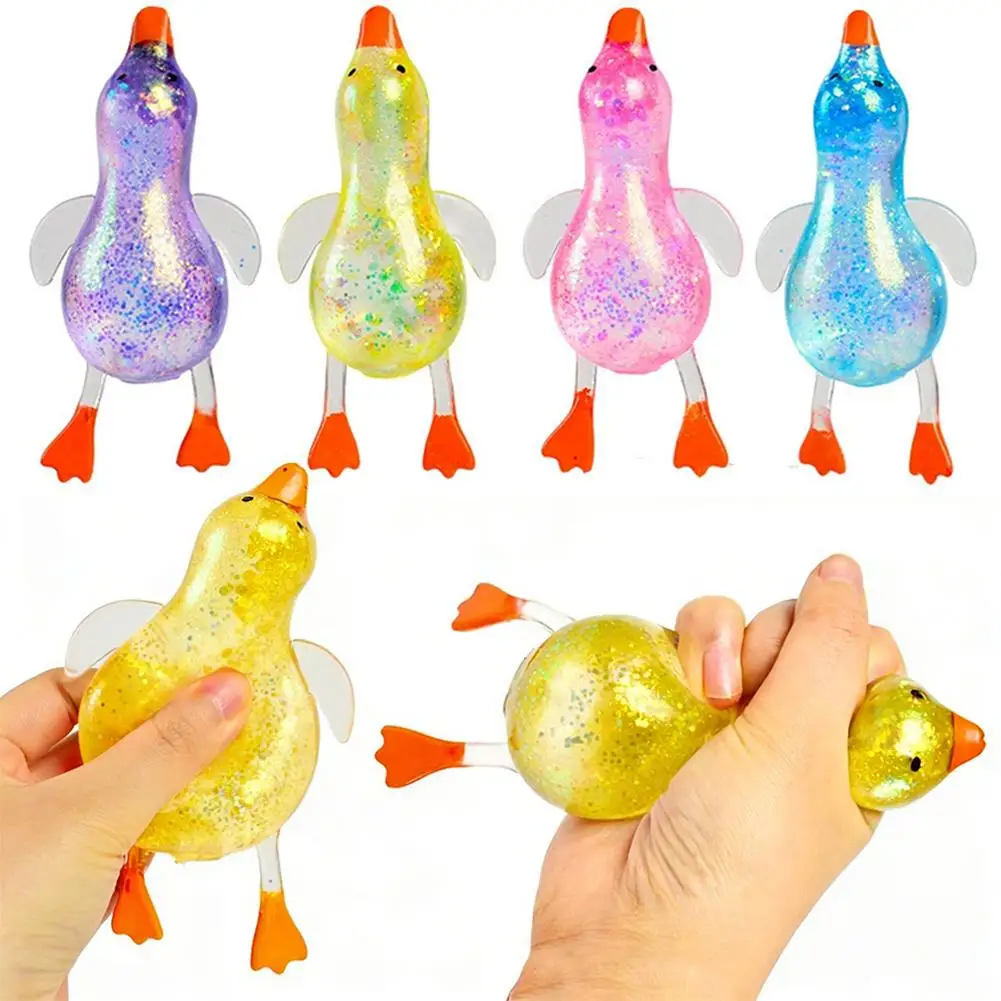Glitzer-Enten-Squishy Stressabbau-Spielzeug | TPR-Material | Zufällige Farbe | Weiches Quetsch-Fidget-Spielzeug zur Angstlinderung | Tragbar – Detail 5