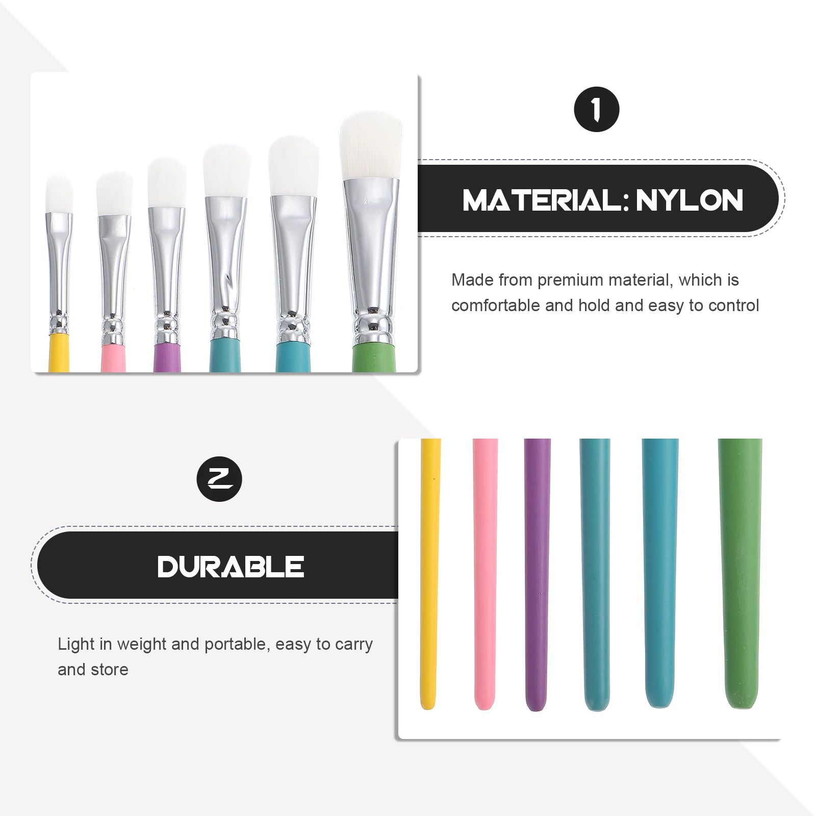 

6pcs Painting Brush Set Watercolor Oil Art Tool Portable Drawing Kit For Graffiti Doodling Creative Fun