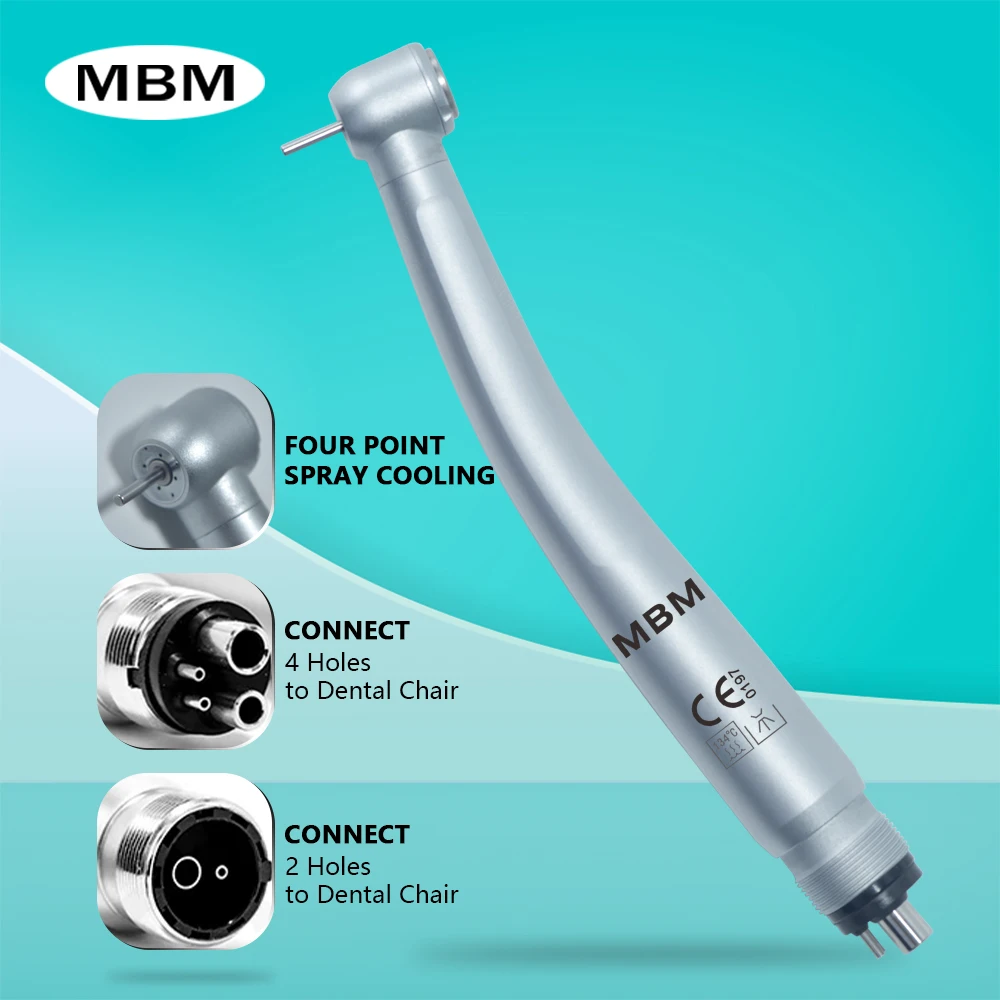 

MBM Dental High Speed Handpiece Air Turbine Large Torque Dentistry Handpiece 4 Water Spray for Teeth Drilling and Cutting