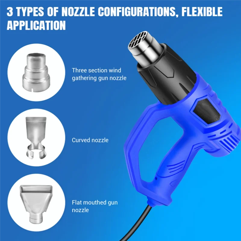 Pistola termica regolabile a doppia velocità con ventilatore termoretraibile per fai da te, sverniciatura di vernice, PVC restringente, artigianato per l'asciugatura Spina UE-A78G
