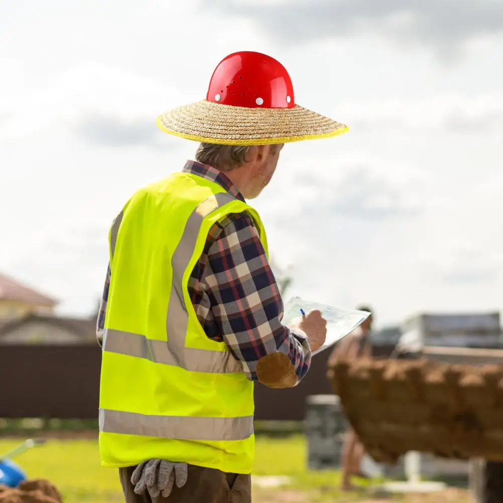 Protective Helmet Straw Hat Sun Shade Visor for Construction Workers Universal Full Brim Safety Hat for Outdoor for Protection