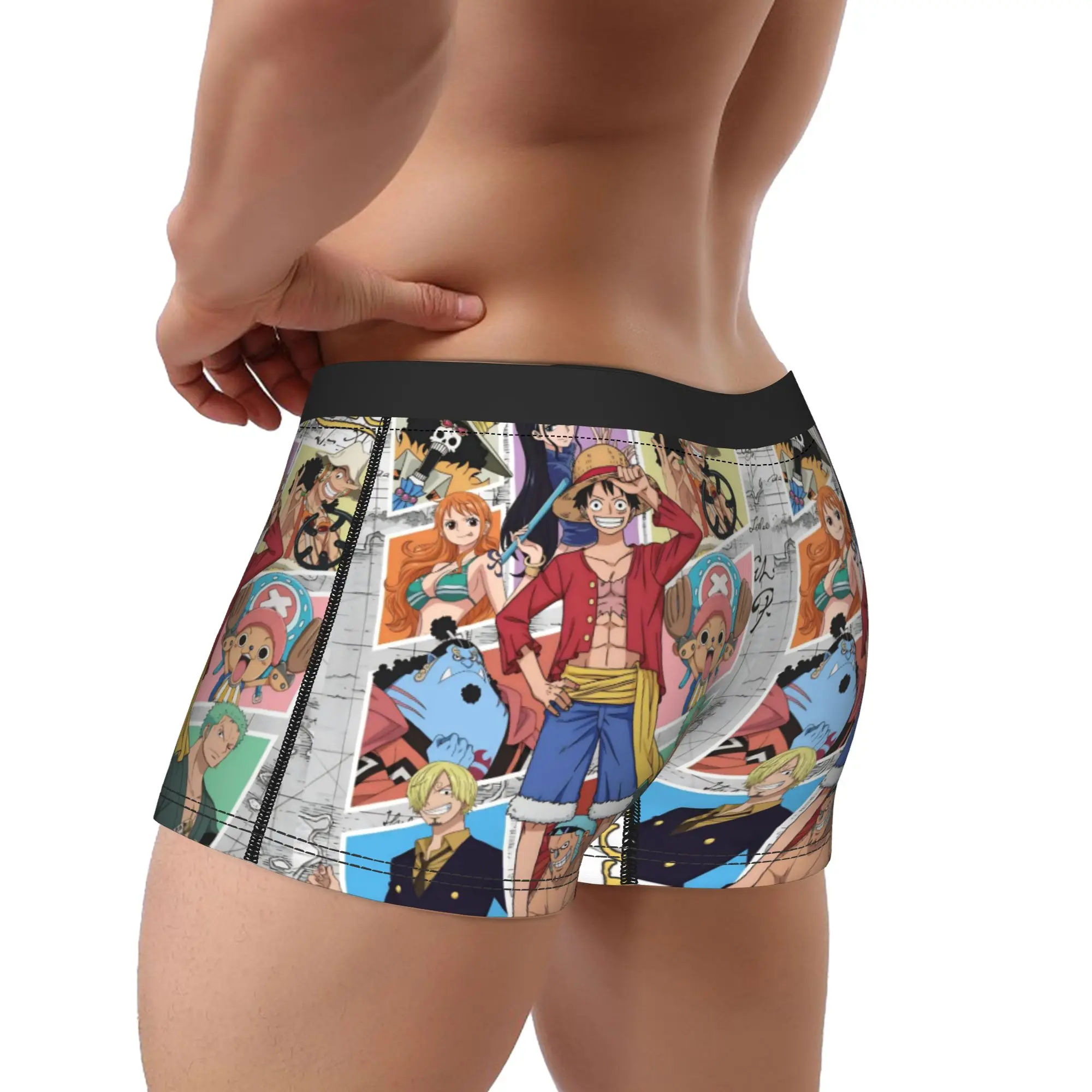 Sexy Boxer Shorts Panties Briefs Men's One Piece Underwear Japan Manga Breathable Underpants for Male M-XXL