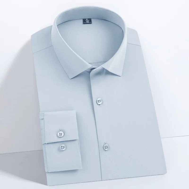Men Long Sleeve Shirt Top Spring Fashion Non Ironing Slim Fit Casual