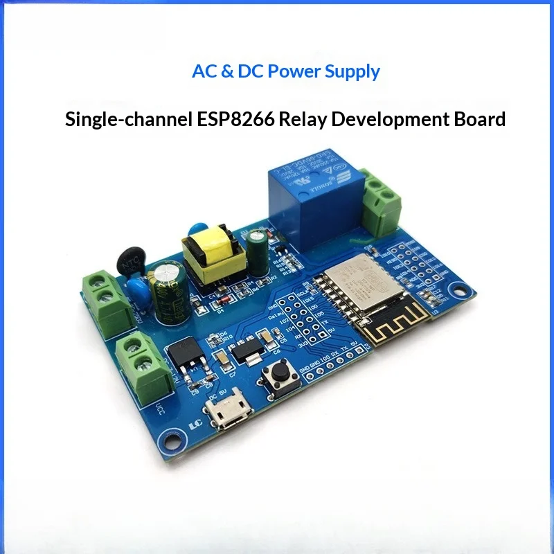 Ac/dc Power Supply Esp8266 Wifi Single Channel Relay Module Esp-12f Development Board for Secondary Development