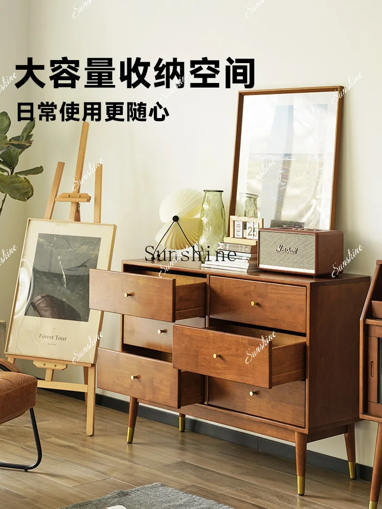 Retro solid wood bedroom locker simple entrance cabinet living room furniture  FT