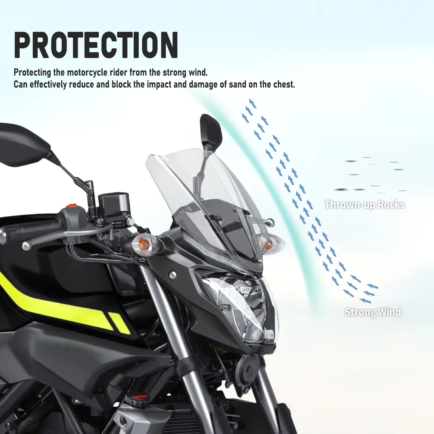 For Yamaha MT03 MT-03 2016 2017 2018 2019 Sport Touring Windshield Windscreen Shield Screen With Mounting Bracket Accessories