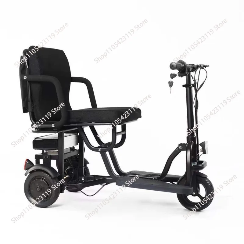 Household Small Aluminum Alloy Portable Lithium Battery Folding Electric Tricycle For Elderly Persons With Disabilities