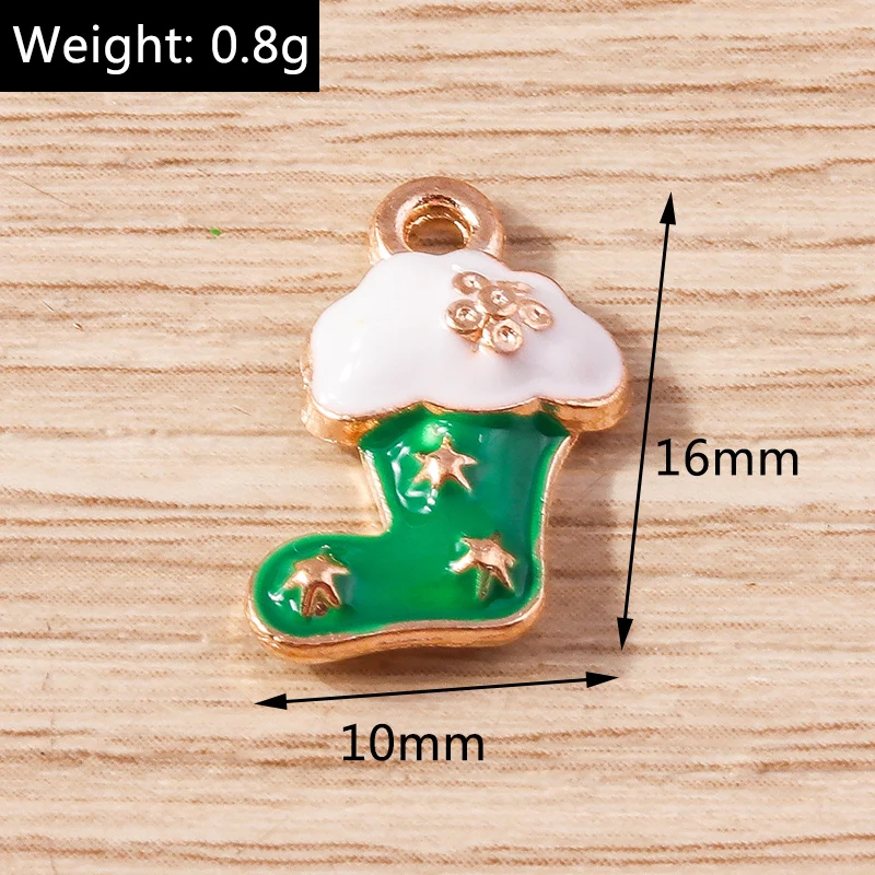 10pcs 10x16mm Enamel Christmas Boots Charms Pendants for Jewelry Making Necklaces Earrings Bracelet DIY Handmade Crafts Supplies