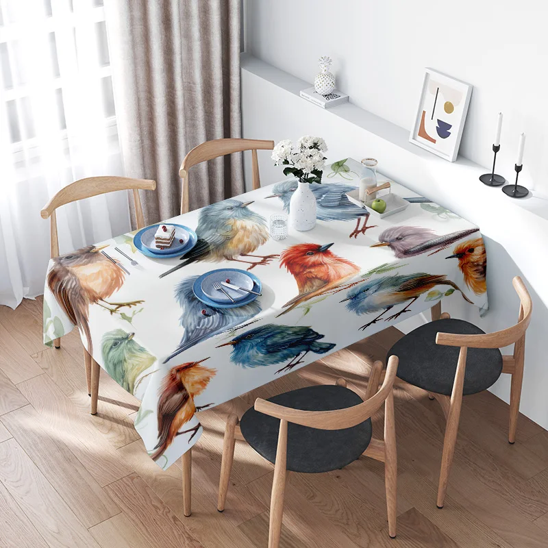 

Colorful Bird Tablecloth Set for Home Decoration Easy Care Durable Design 60x120cm Size Suitable for Kitchen or Dining Room Use