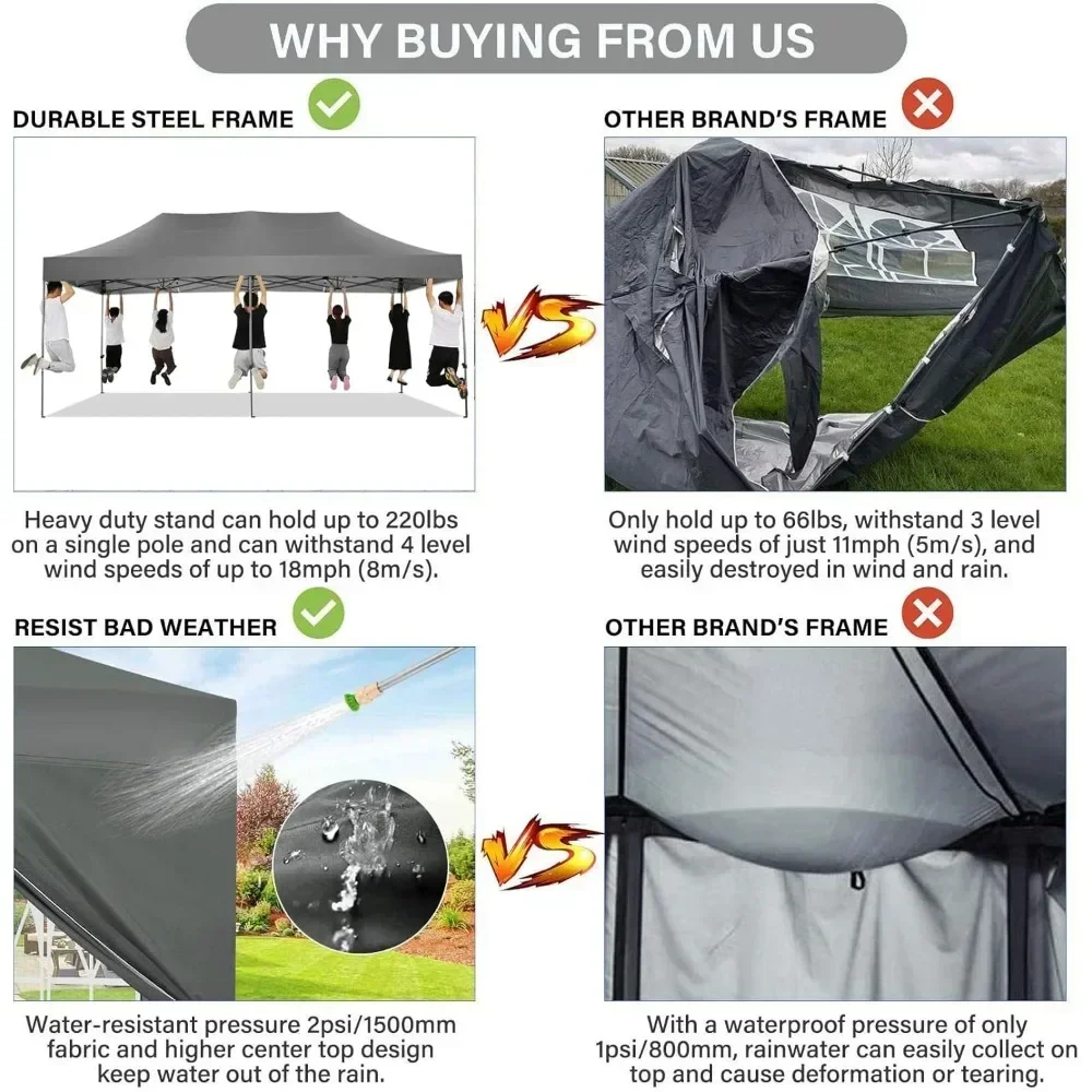 10x10  Up Canopy with 4 Sidewall,Heavy Duty Canopy UPF 50+ All Season Wind Waterproof Commercial Outdoor