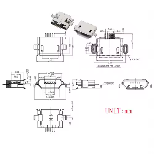 10PCS Micro USB 2P 5P Jack Charging Port Plug Dock Charger DIP SMD For Phone Tabletels Speakers etc Port Socket Power Connector - Image 13