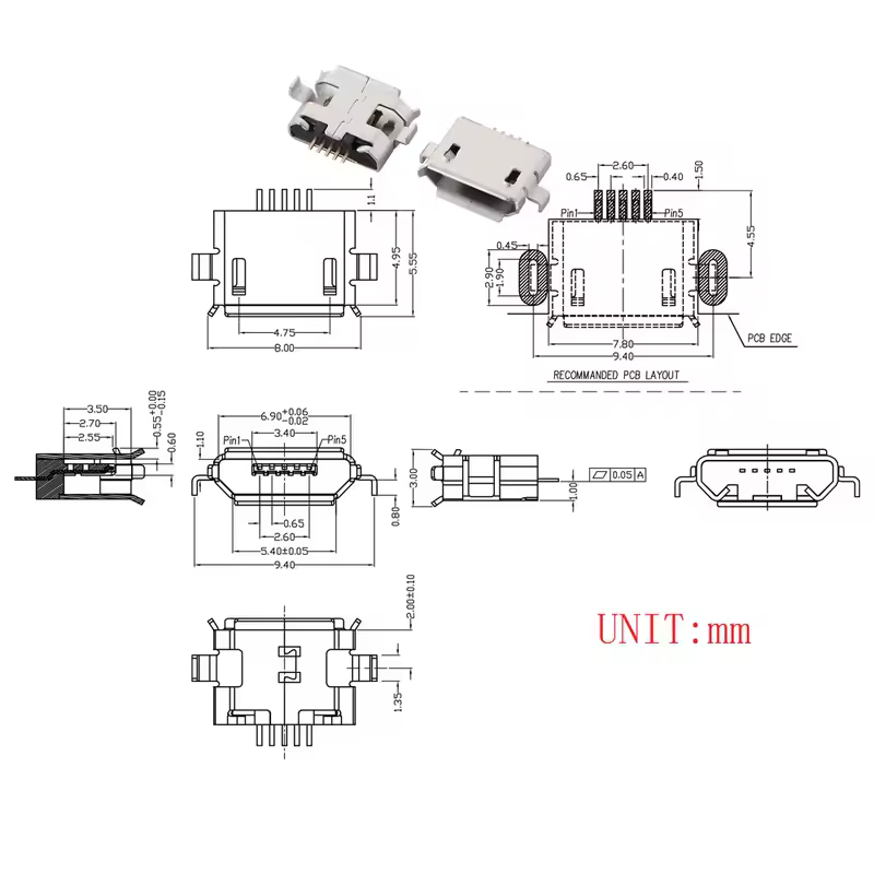 10PCS Micro USB 2P 5P Jack Charging Port Plug Dock Charger DIP SMD For Phone Tabletels Speakers etc Port Socket Power Connector - Image 13