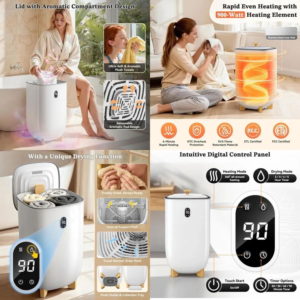 

Двухрежимный подогреватель полотенец на 38 л: быстрый нагрев для полотенец, халатов и одеял — идеальный подарок для нее