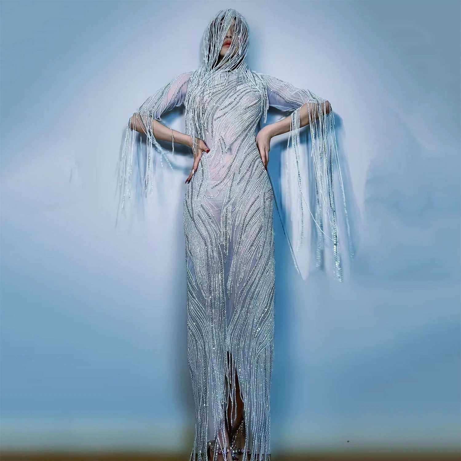 

Stage Costumes Diamond Tassels Irregular Dress Nightclub Bar Dj Performance Singer Gogo Party Dancers Festival Clothes