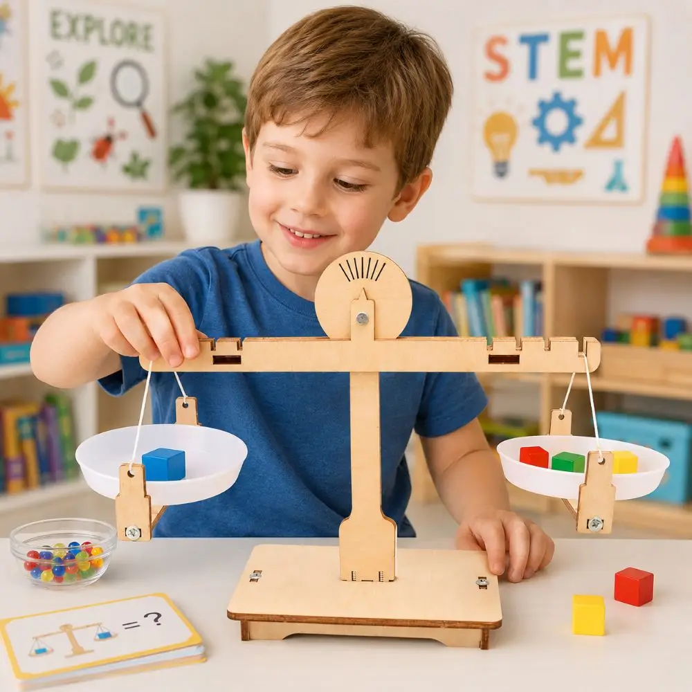 DIY Early Development Balance Scale Montessori Educational Puzzle Toy Set Hands-On Interactive Weight Cognition Toy Preschool