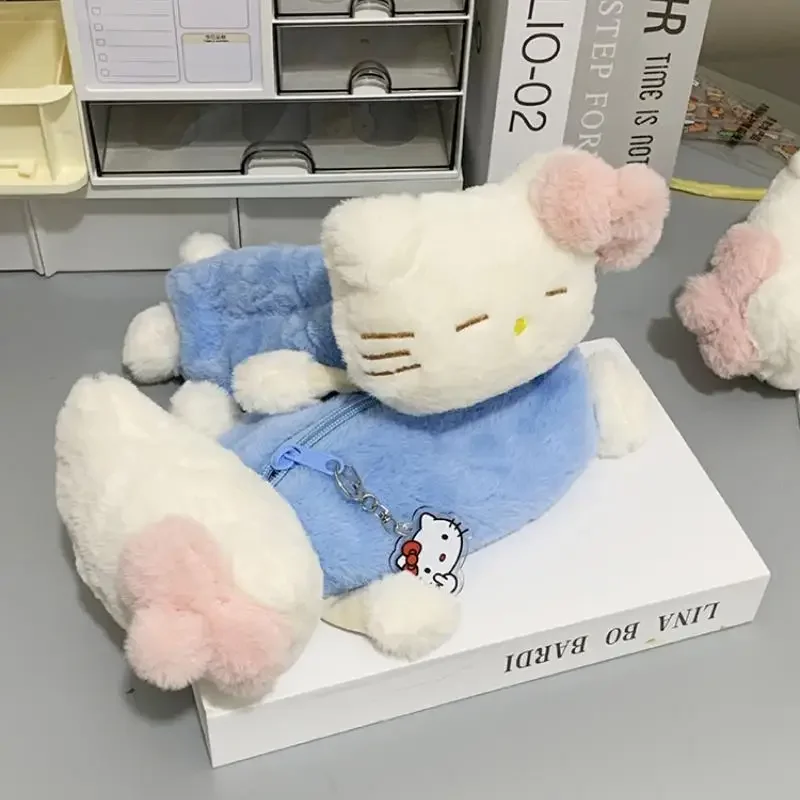 헬로 키티 플러시 연필 케이스 대용량 펜 홀더 학교 대학생을위한 메이크업 가방 귀여운 문구 선물
