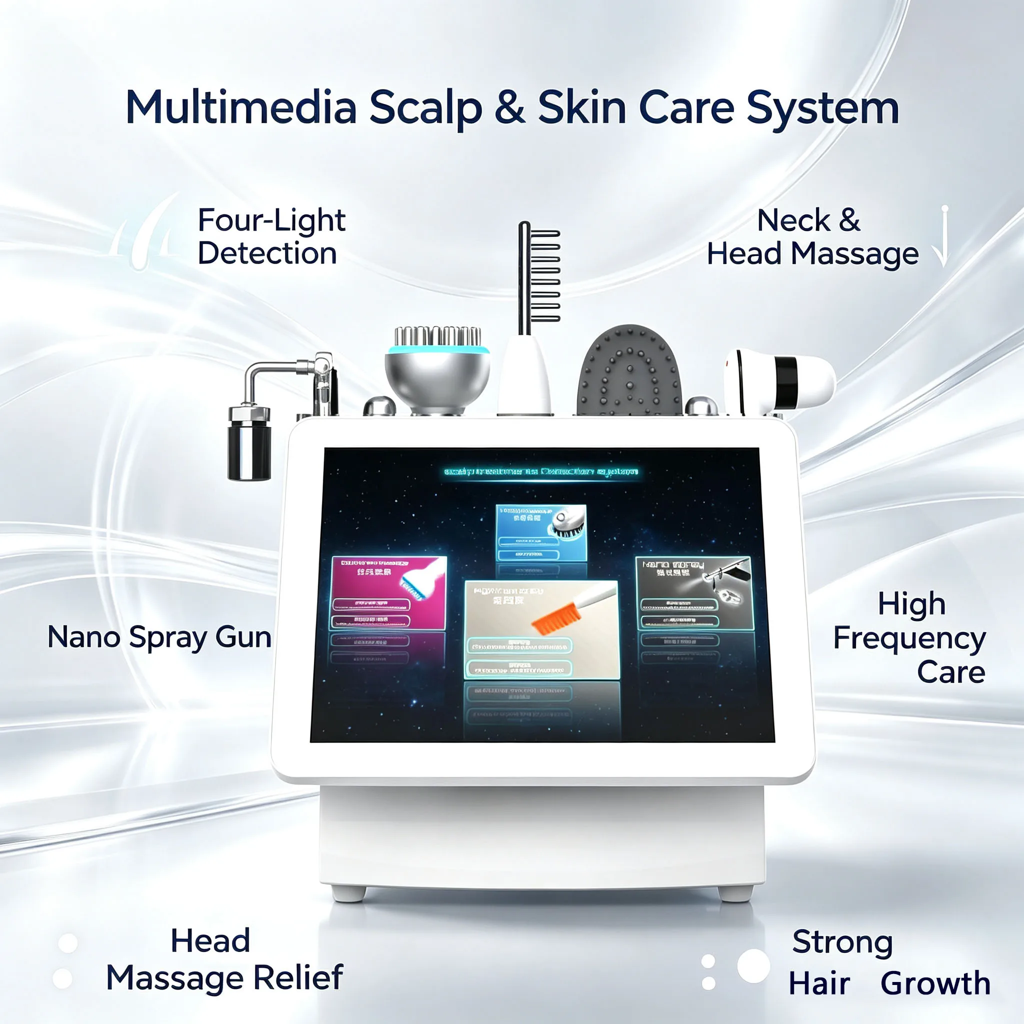 Cross Border Intelligent Five In One Scalp Care Hair Follicle Detection Meridian Massage Nursing Comprehensive Device