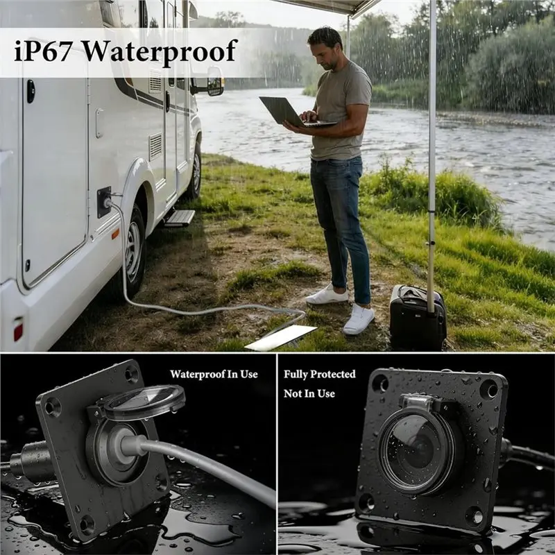 AB33-Ideal For Rvs For Starlink Mini Compatible Waterproof Wall Mount Power Socket DC 5.5X2.1 Female Connector Port Aluminum Des
