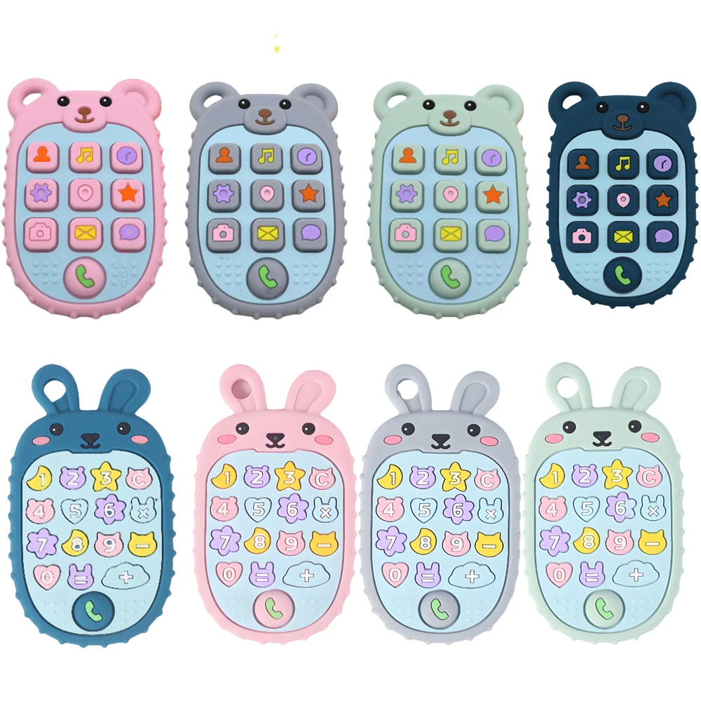 2025 New Baby Teether Mobile Phone Shape Silicone Teether Teething Toy Kids Sensory Educational Toy Baby Gift Set