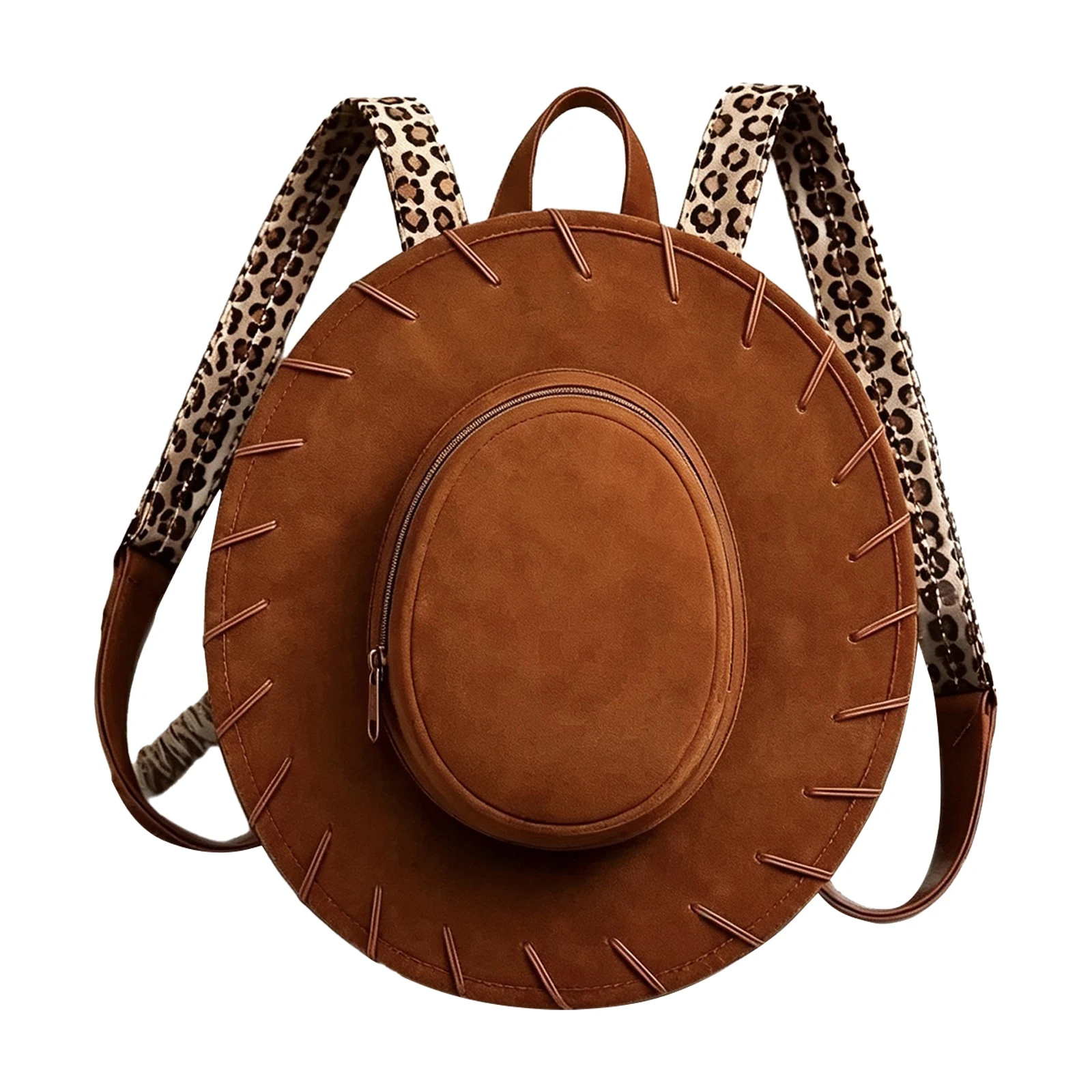 Picture 5: Women Western Cowgirl Hat Shaped Backpack Adjustable Leopard Print Shoulder Straps Bag Casual Daily Life Halloween Cosplay