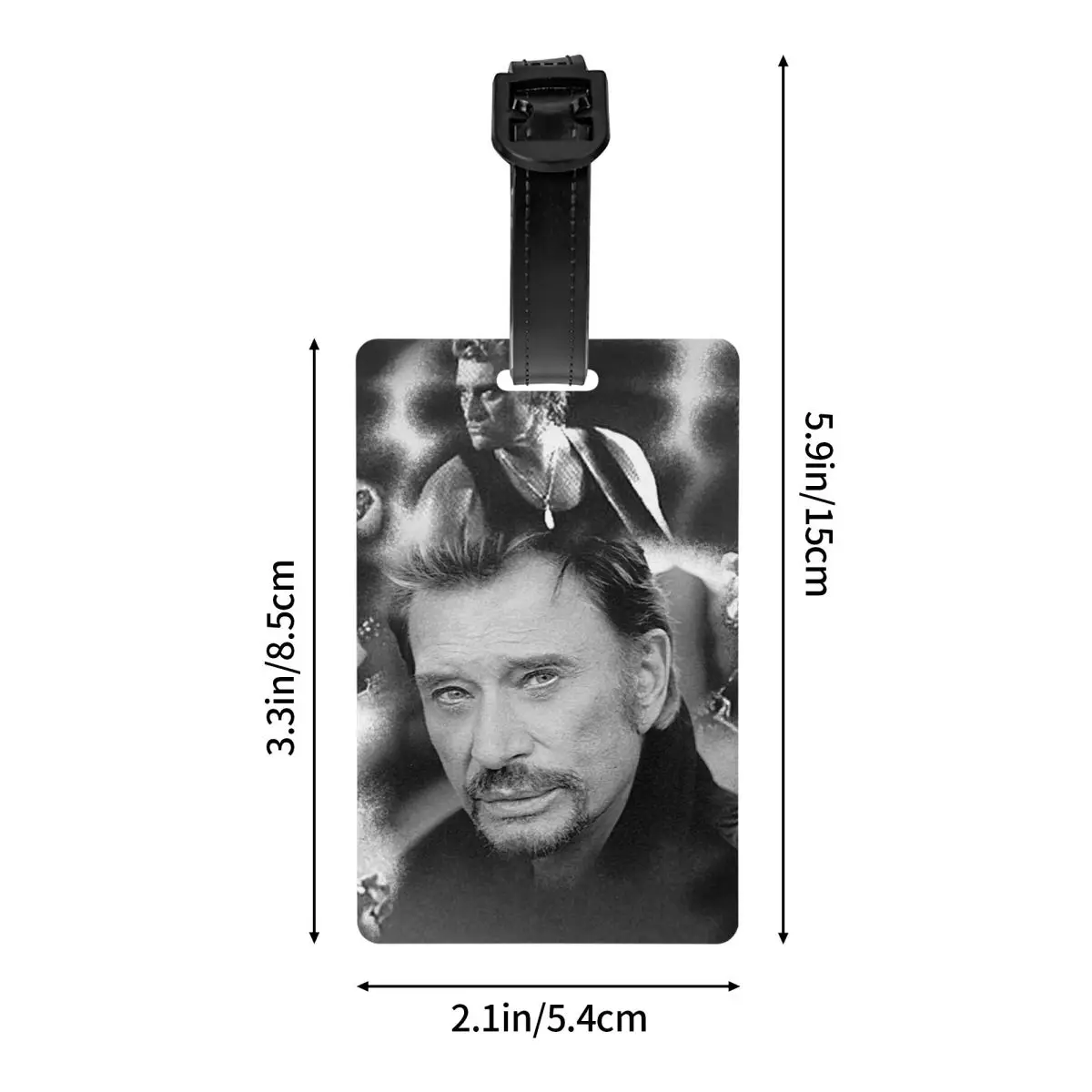 Retro Rock Johnny Hallyday bagasi tag untuk koper perjalanan Perancis penyanyi penutup privasi nama kartu ID