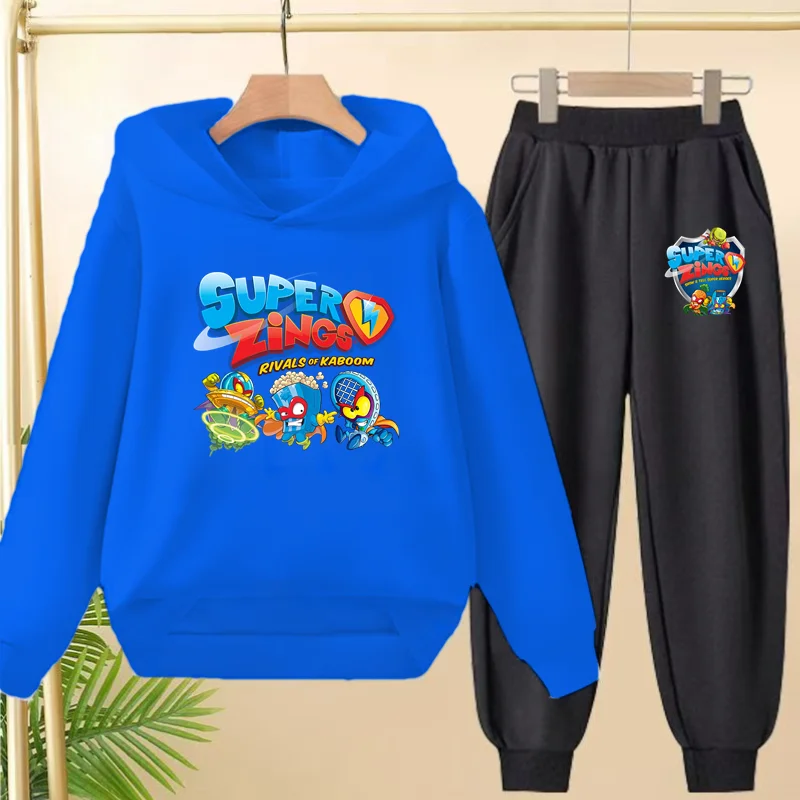 

SUPER ZINGS Children Anime Games Hoodie Pullover 3-12Y Sweatshirt+Pants Two-piece Boys Girls Toddler Trendy Clothing Leisure Set