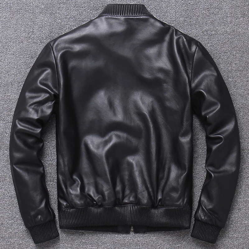 Leather Jackets Mens Real and Women Sheep Skin Baseball Leather Uniform Coats Couples Clothing Genuine Leather Jackets XXXL Plus