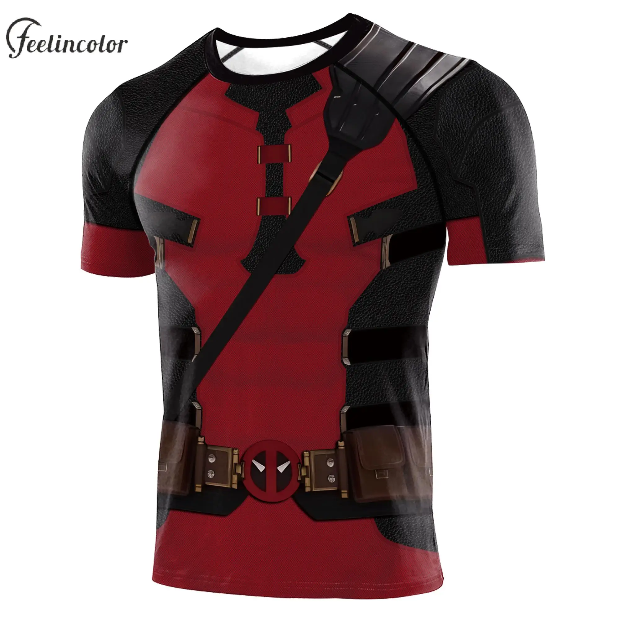 Camiseta de gimnasio con estampado de superhéroes para hombre, camiseta de compresión para Fitness, ropa deportiva elástica de manga corta, ropa de