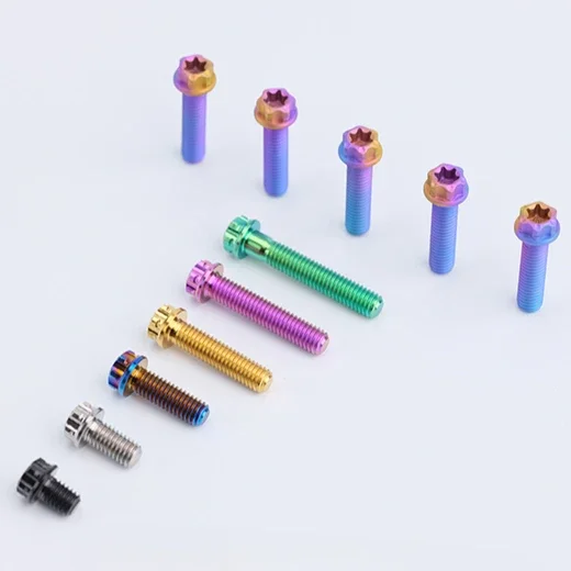Guangluo M6 P1.0 X 8 10 12 15 20 25 30 35 -120 Mm Golden Blue Black Tc4 Gr5 Alloy A3 Standard Bolts Screw For Motocycle Diy