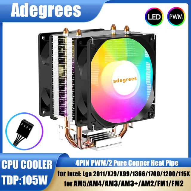 Cooler a Ar RGB para CPU X99 3PIN/4PIN, Radiador para Processador de PC para Intel LGA 1151 1155 1200 X99 1700 2011 AM5 AM3 AM4 Ventilador