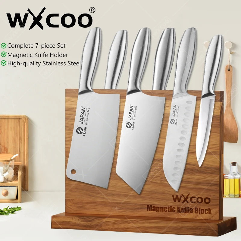 WXCOO Kitchen Knives Professional Slicing Boning Knife Block 1-7pcs Stainless Steel Meat Cleaver for Fruit Chef Chopping