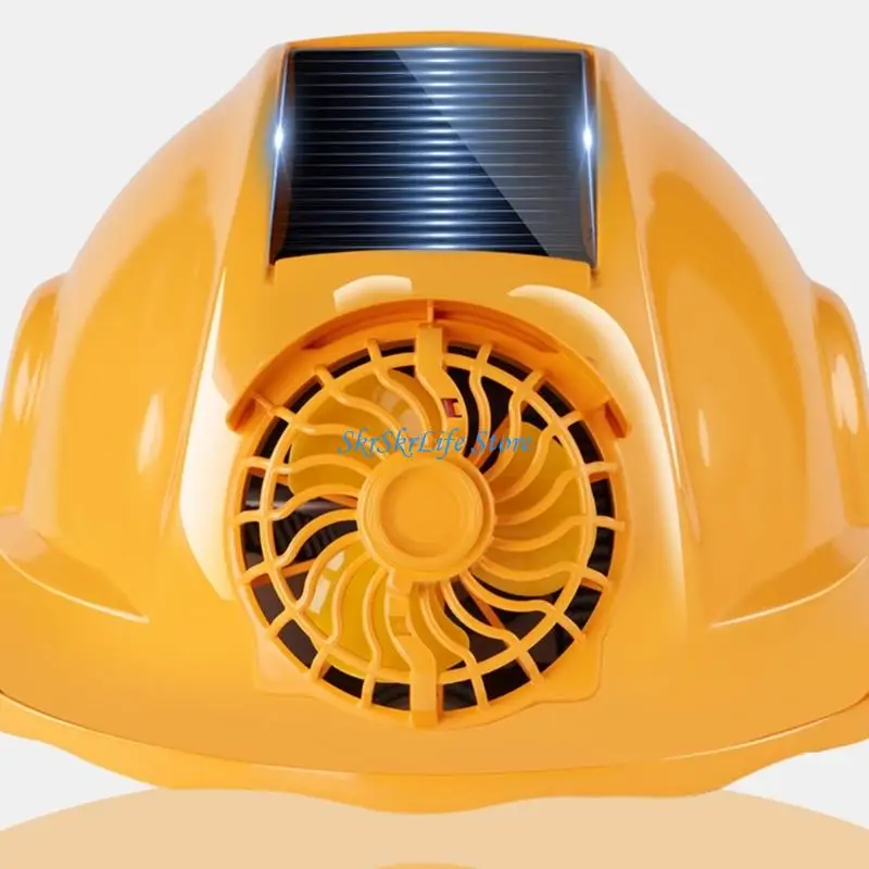 E65E Solar Powered Work Helmet with Front Cooling Fan and Cushioning Liner for Farm Jobs, Inspection and Outdoor Use