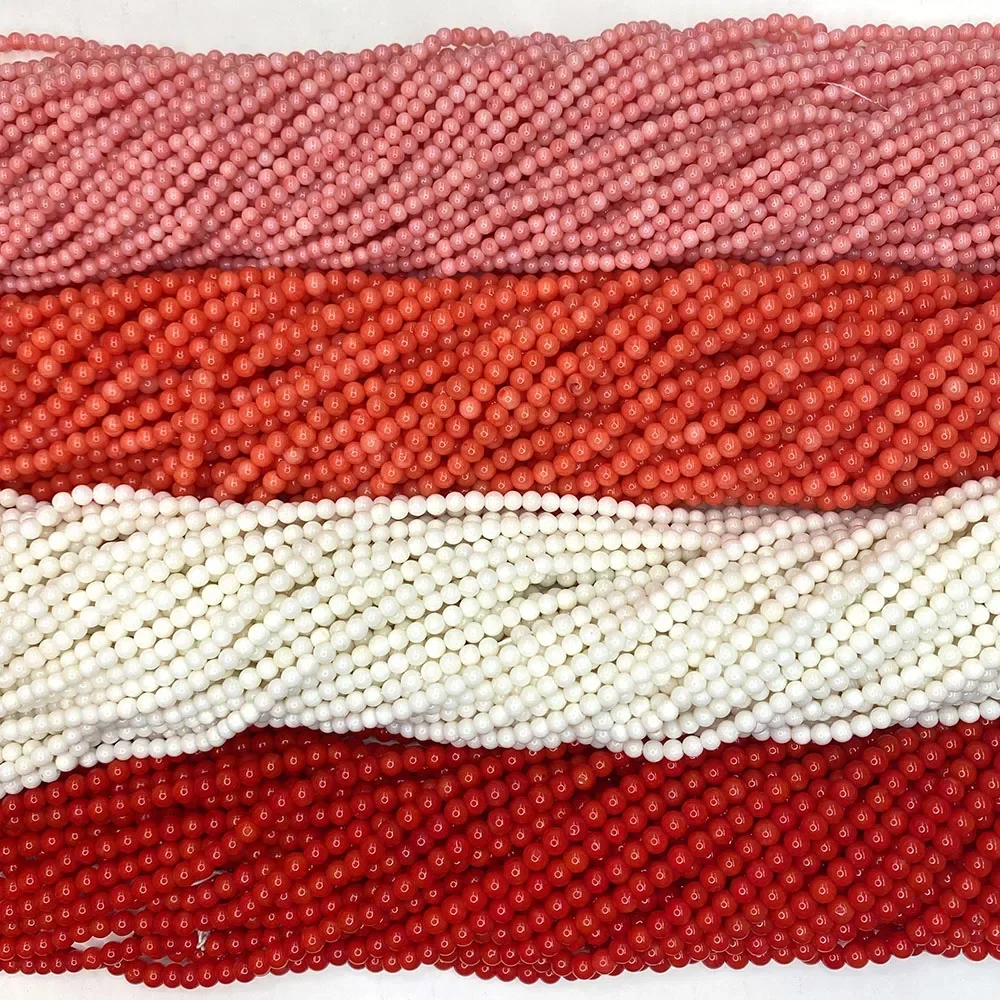 Natural Sea Bamboo Red Coral Beads 2-9mm Grade A  Round Bead Jewelry Making DIY Necklace Bracelet Earring  Accessories