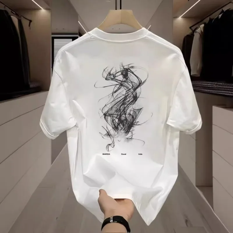 2026 Men's Summer New Style 100% Cotton Printed T-Shirt Casual Clothing - Charming Hip-Hop Loose-Fitting Fashion T-Shirt