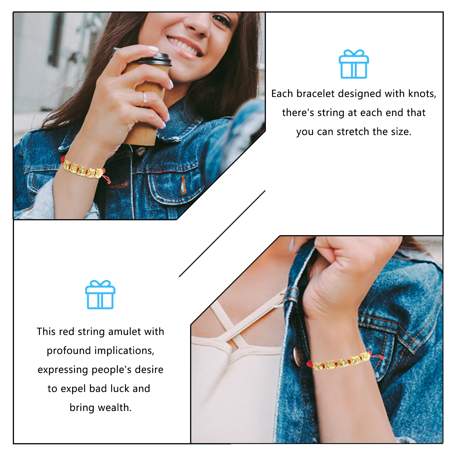 النمر العام حبل أحمر سوار قابل للتعديل سلسلة حمراء عقدة تميمة حماية ضد الحظ السيئ سلسلة المعصم الثروة