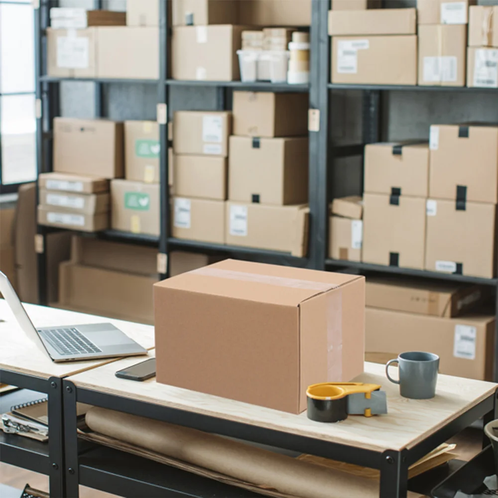 50 قطعة 12 بوصة × 10 بوصة × 8 بوصة صندوق من الورق المقوى المموج بسمك 3 مم بلون ورق الكرافت