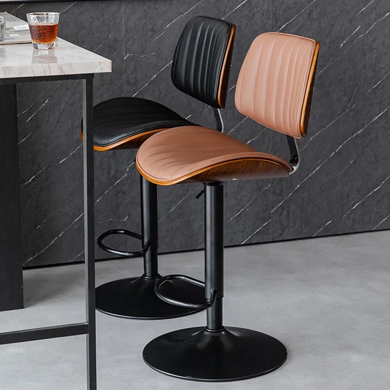 Luxury Bar Chairs Light Height Adjustable Kitchen Dining Chairs Nordic Swivel High Stools Backrest Counter Stools Living Room