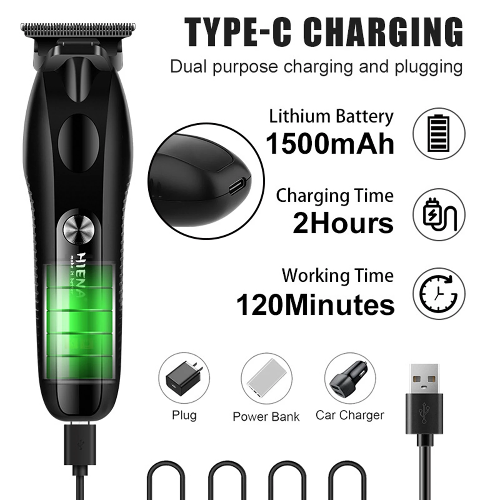 HIENA bezprzewodowa maszynka do włosów profesjonalna maszynka do strzyżenia włosów dla mężczyzn Salon fryzjerski wyświetlacz LED elektryczne maszyny do ścinania włosów