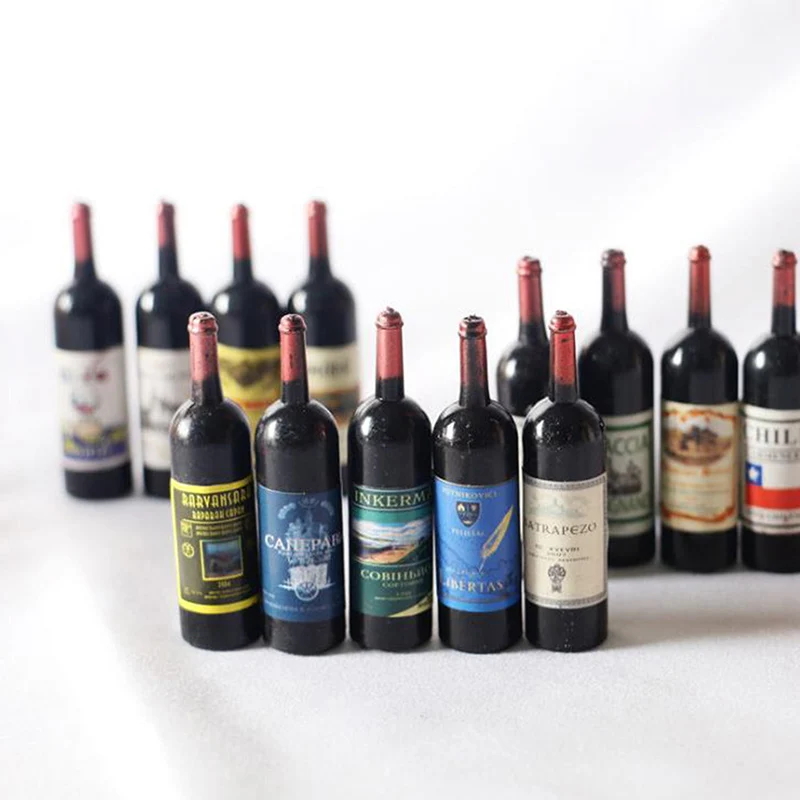 

5Pcs Dollhouse Miniature Wine Bottle Simulation Accessories for Decoration 1/12 Scale Collectible Items for Home Decor
