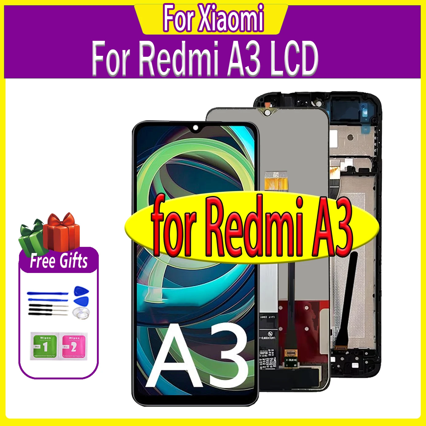 6.71“inch For Xiaomi Redmi A3 LCD Touch For Redmi A3 Screen For Redmi A3 23129RN51X Digitizer Sensor Glass Display Replacement