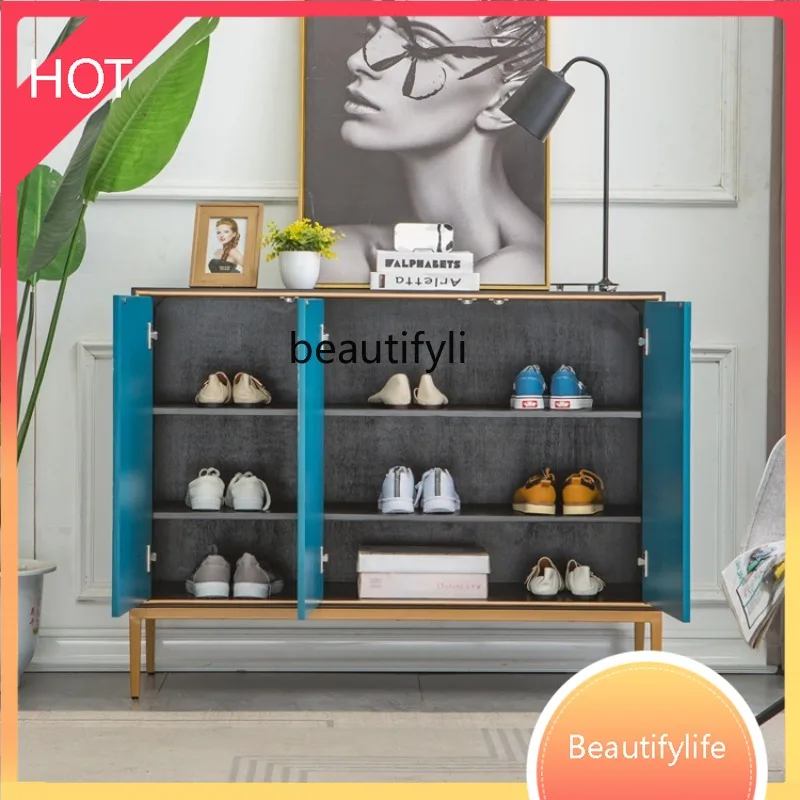 

Американский входной шкаф для обуви из цельного дерева, интегрированный новый китайский боковой шкаф для хранения из цельного дерева, покраска лотоса 51.