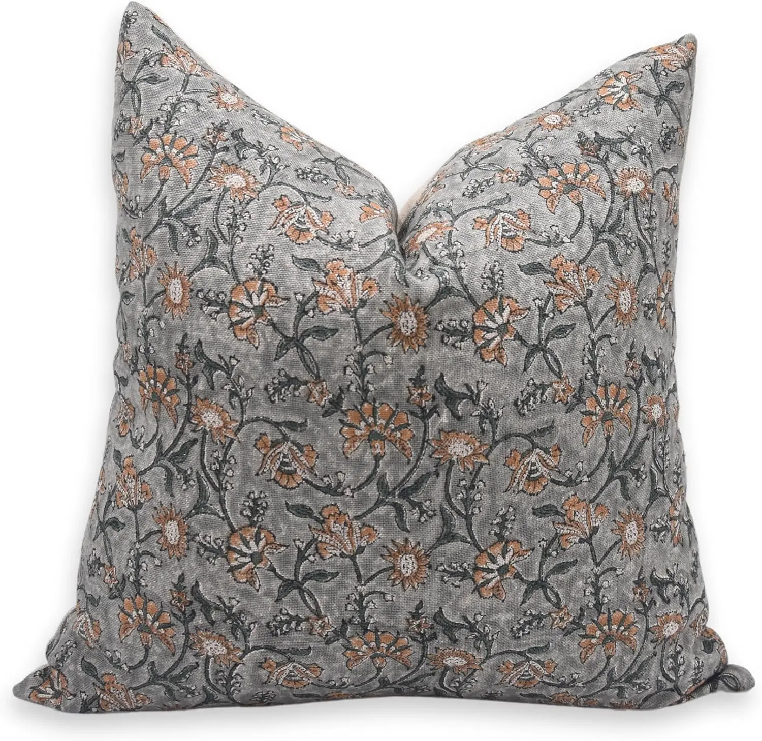 

Handmade Blo Print Thi Linen 18X18 Throw Vintage Pillowcase Cushion Cover With Zipper For Sofa, Couch And Bed, Fall, Summer