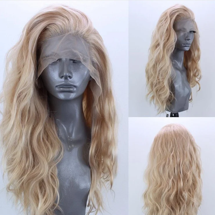 Koronkowe peruki Bezklejowa peruka z włókna termoodpornego dla kobiet Body Wave Koronkowa peruka do cosplay Naturalna linia włosów Party Hair Frontal Wig Nature