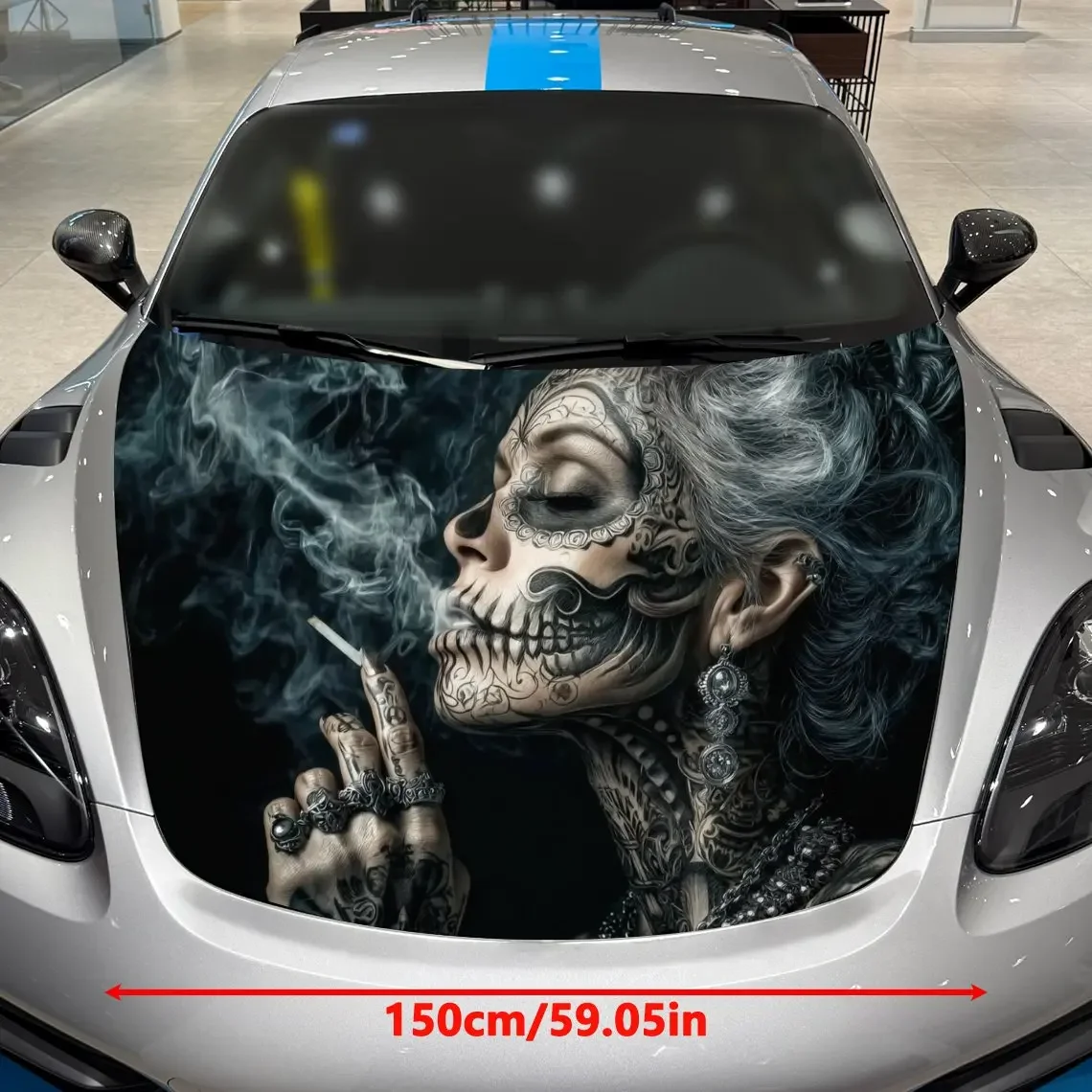 Gothic Tattoo Women Car Hood Stickers-PVC Vinyl Stickers,car Graphic Hood Stickers, Fashionable Truck Accessories,vehicle Decora