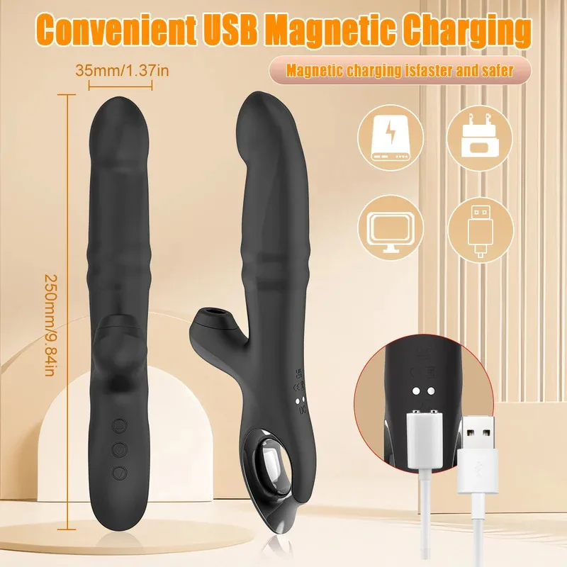 Massagegerät Sexspielzeug für Frauen Weiblicher Klitorissauger Kaninchenvibrator Vibrierendes Saugen Schaukel Vagina GSpot Dildo Masturbator Drei Motor