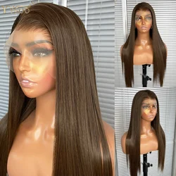 YYsoo Long Mixed Color 13x4 Silky Straight Japan Futura Glueless Synthetic Lace Front Wigs For Black Women Pre Plucked Hairline