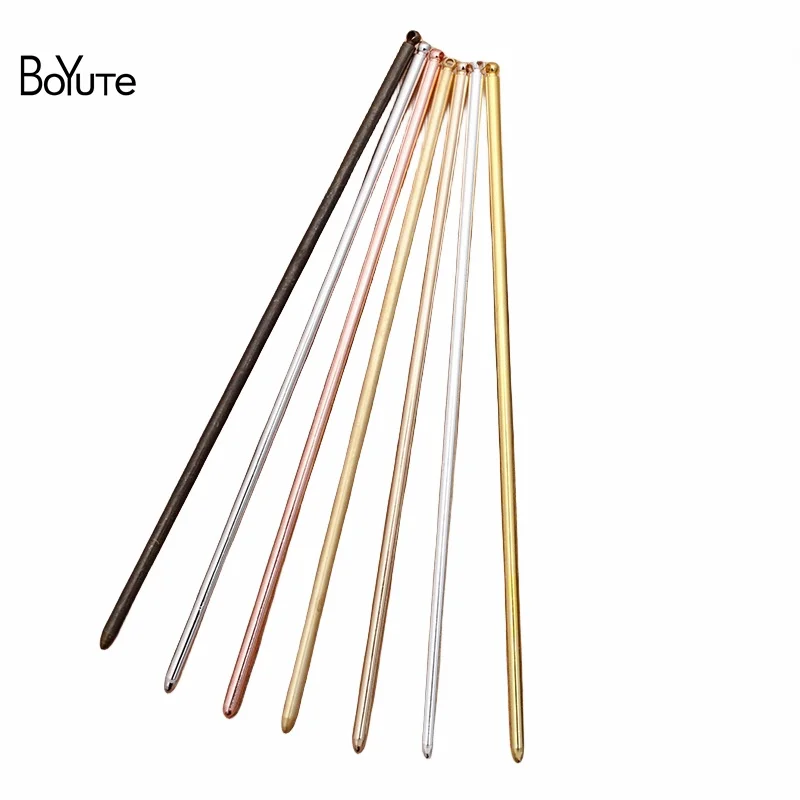 BoYuTe (10 Pieces/Lot) 3*130MM Metal Brass Hair Stick with One Loop Diy Hand Made Hair Jewelry Accessories 6 Colors