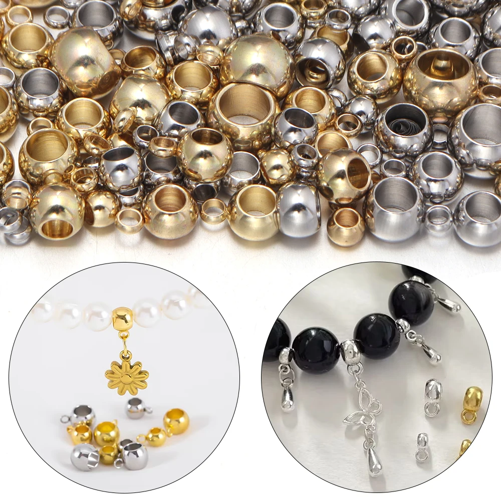 5/10pcs Stainless Steel Spacer Beads Pendant Charms Clasps Gold Color Beads for DIY Jewelry Making Findings
